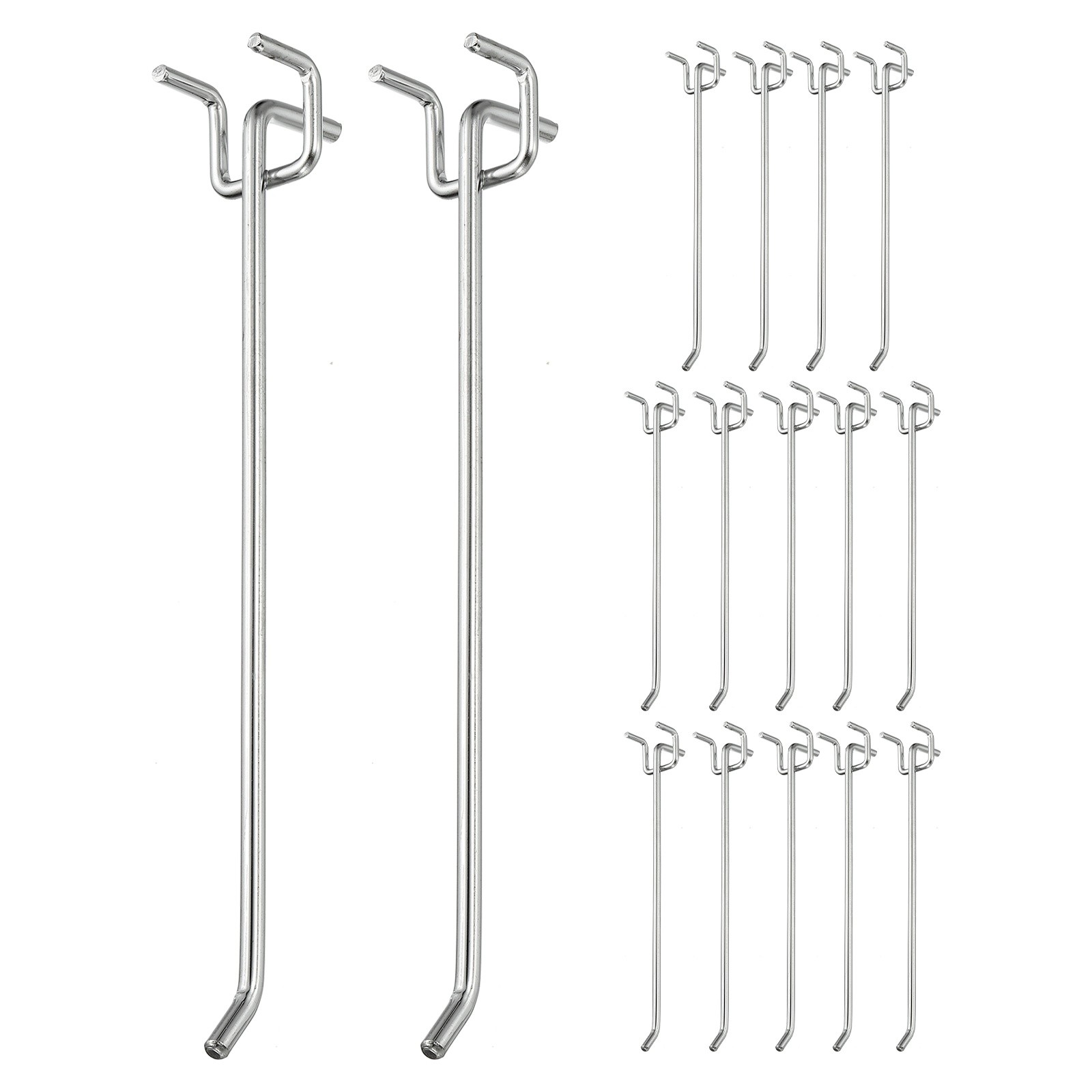 20 Pcs Pegboard Hooks, 7.9″ Peg Board Hooks Kit, Silver Tone (1mm)