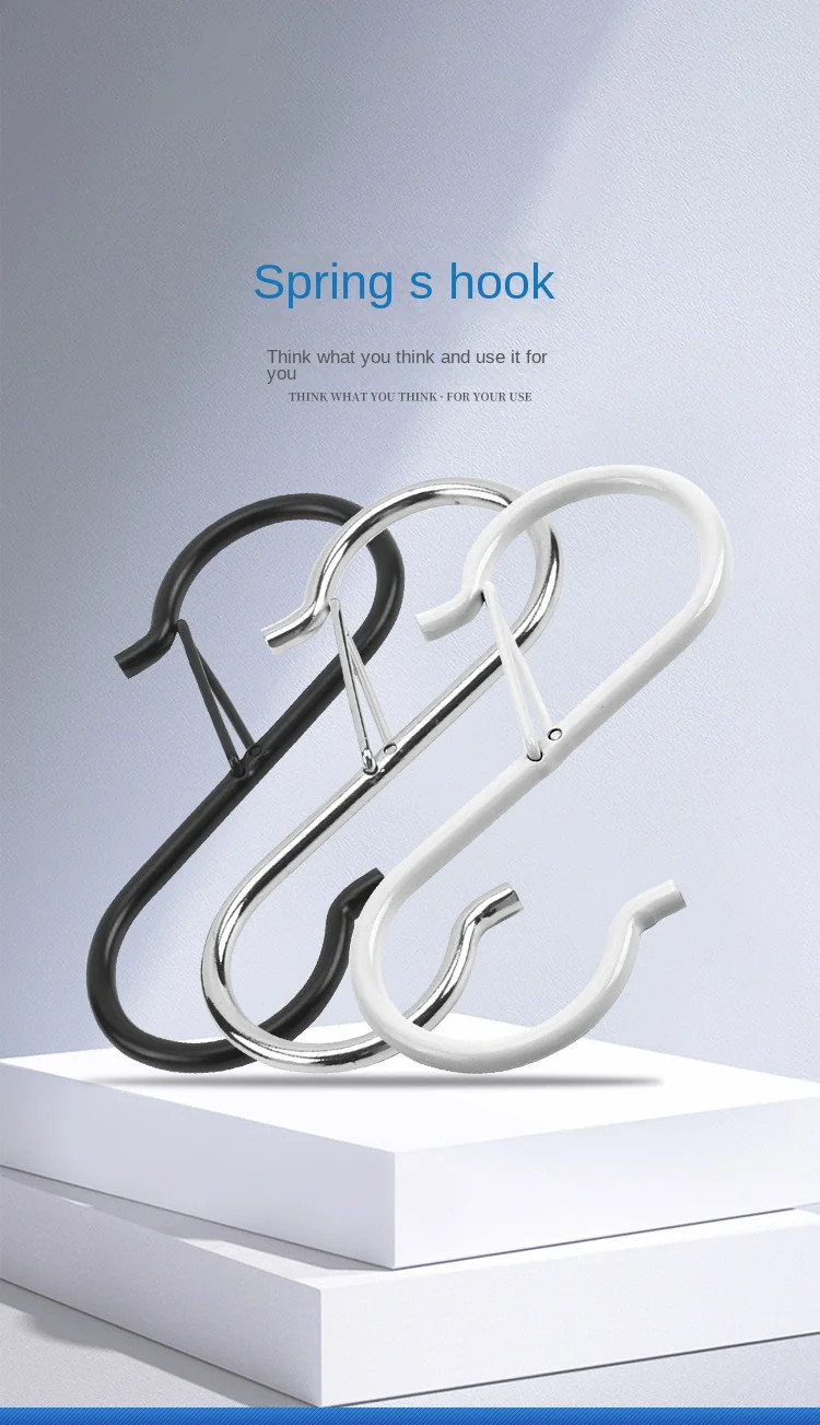 10pcs 3x9cm Metal S Shaped Hook With with Safety Buckle for Hanging Kitchen Uten