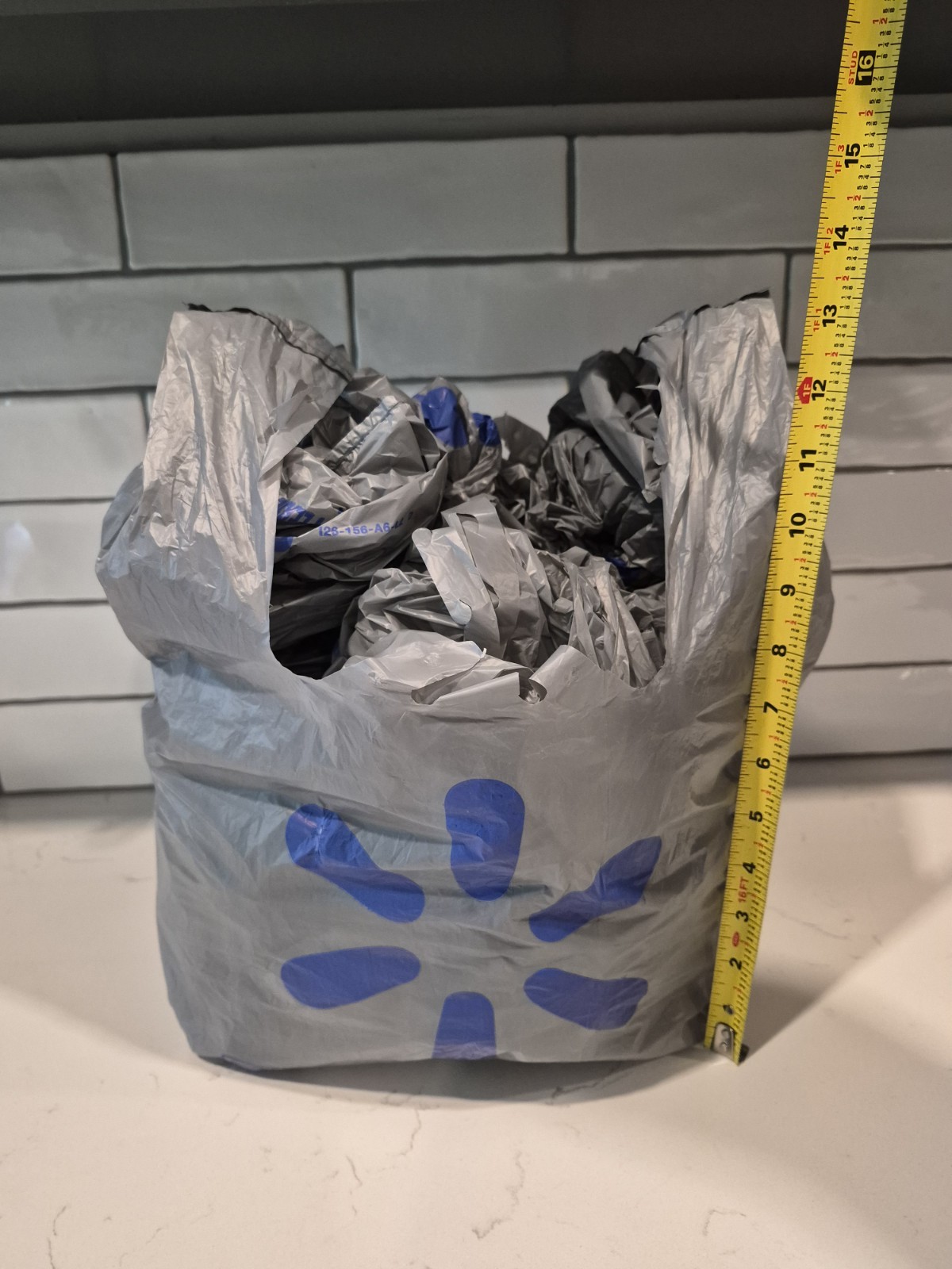 35 Walmart Plastic Grocery Bags Used Once Reusable Shopping Gray Art Craft Trash