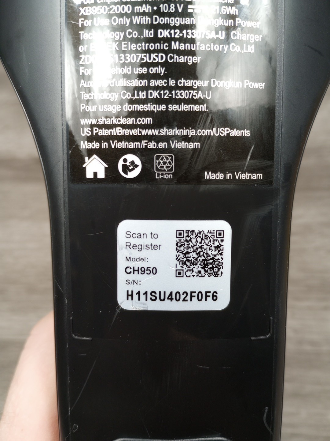 Shark CH950 Ultra Cyclone Cordless Hand Vacuum *Base Motor Unit Only W/ Battery*