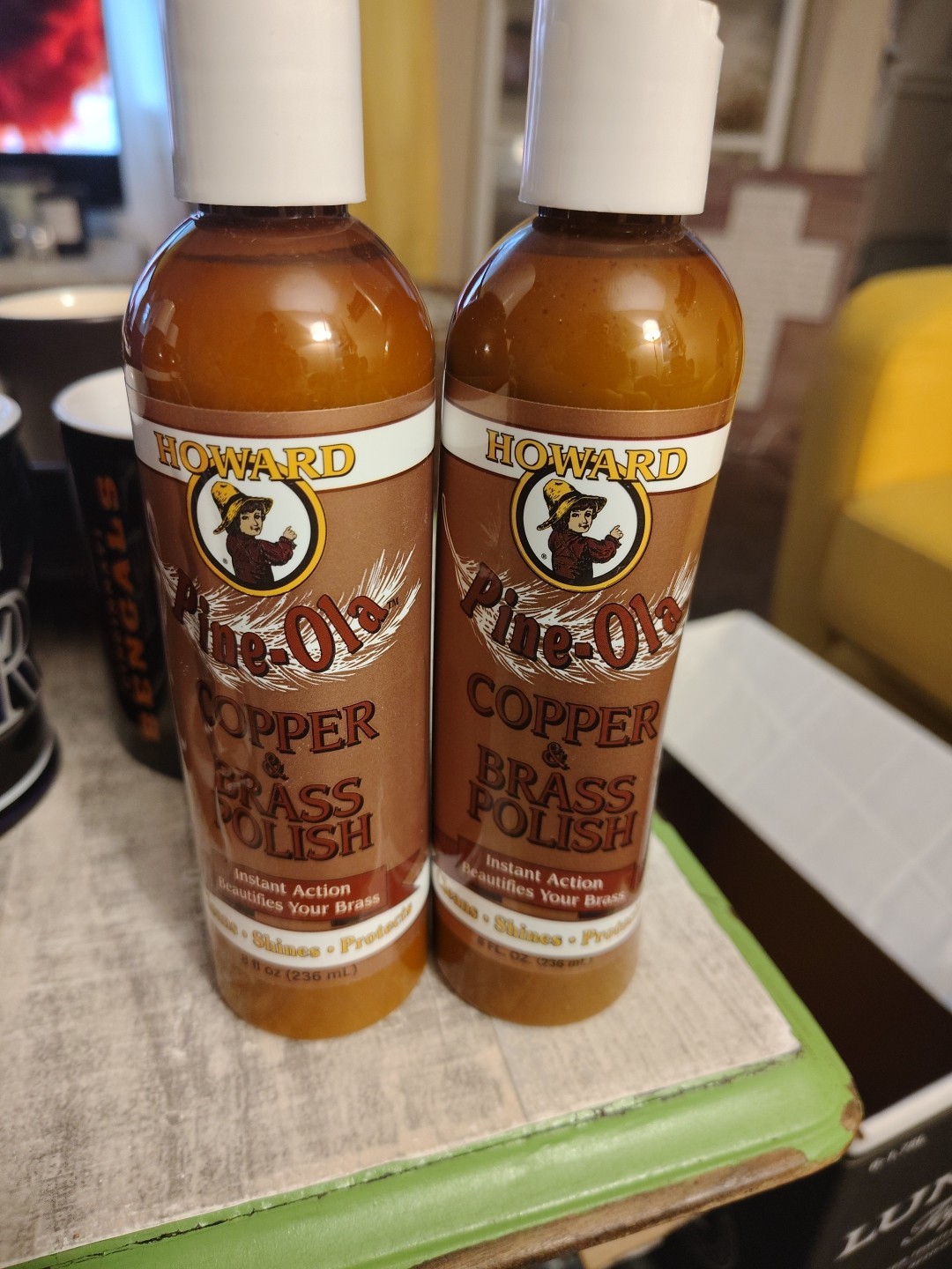 (2) Howard Pine-Ola Copper & and Brass Polish 8 oz Bottles Lot Of 2