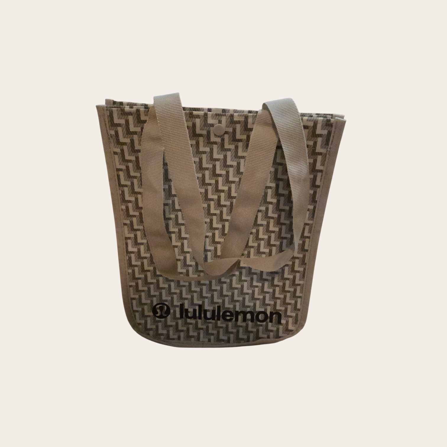 Gray & White Lululemon Shopping Reusable Bag