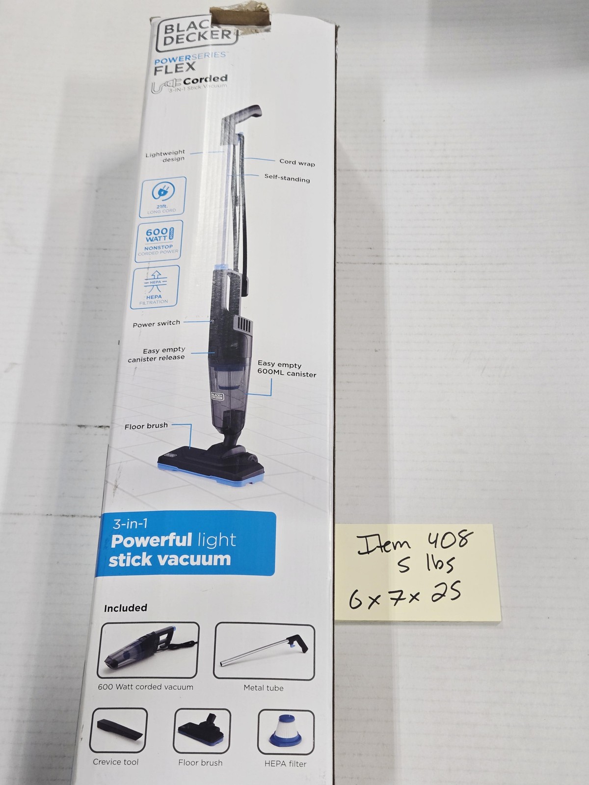 BLACK+DECKER Powerseries Flex 3-in-1 Corded Stick Vacuum 600W HEPA Lightweight