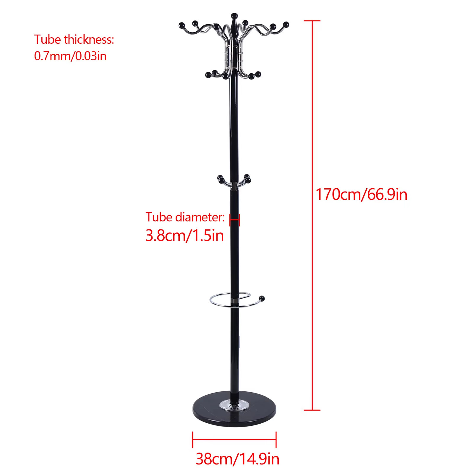 Coat Rack, 16 Hooks 4 Tiers, Vintage Umbrella Clothes Hanger, Overcoat Hat Jacke
