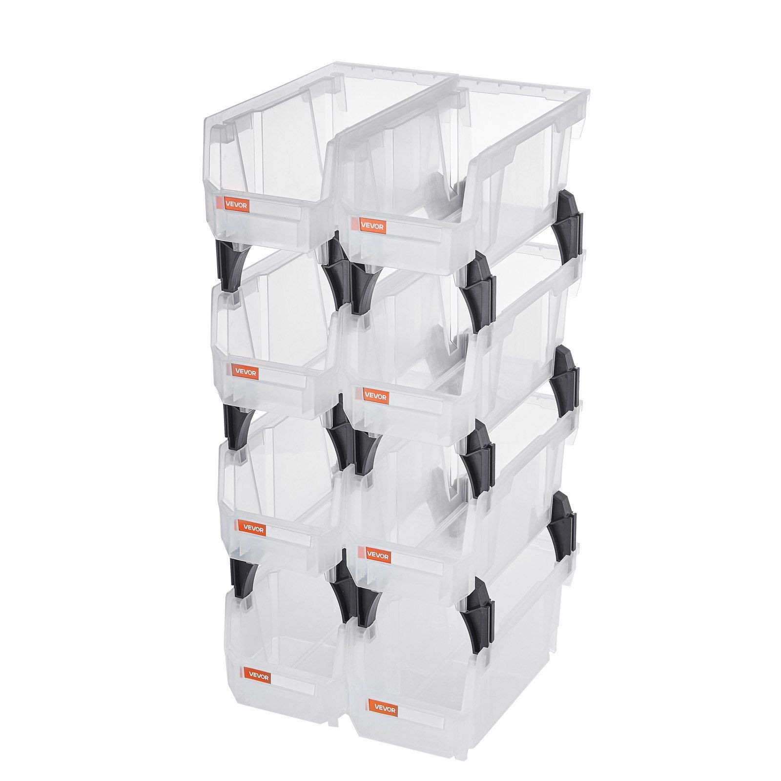 10.9×5.5×5.1in 8-Pack Transparent Stackable Plastic Storage Bins & Containers