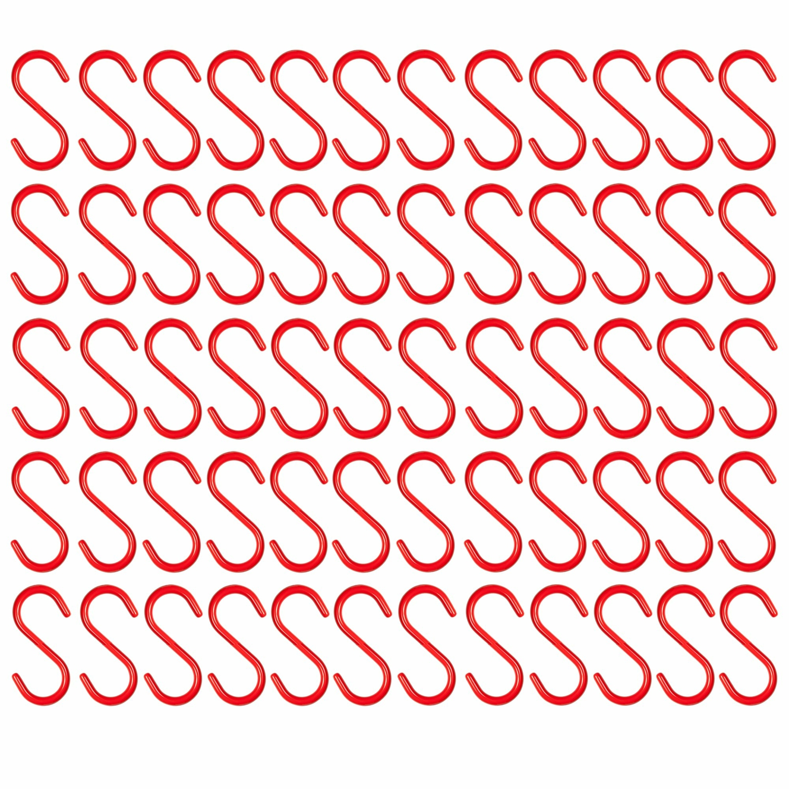 60 Pieces 4″ inch Red Vinyl Coated S Shaped Hooks for Hanging Kitchen Rack