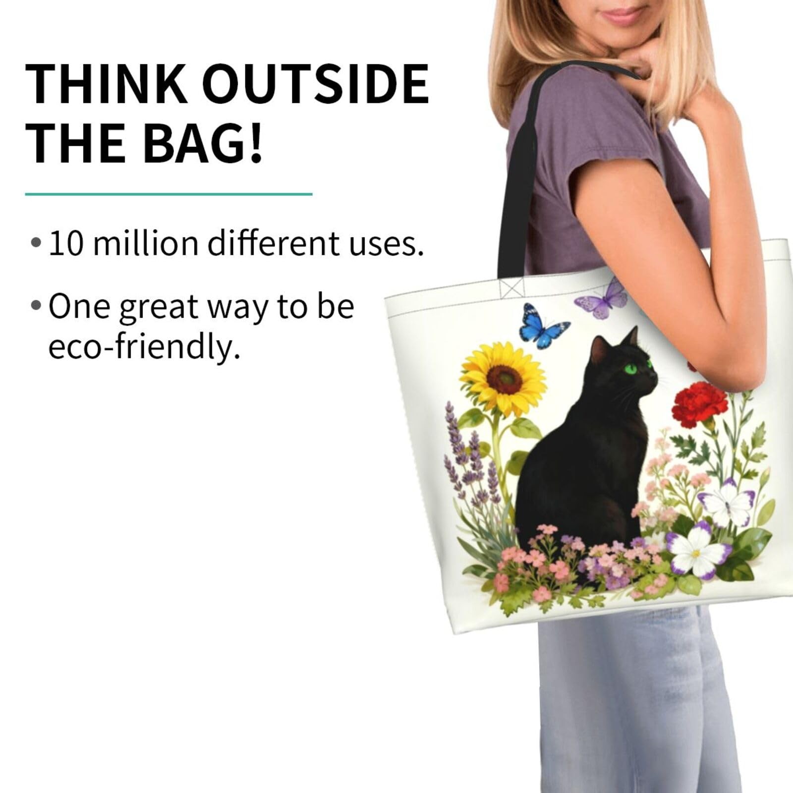 Large Canvas Tote Bag for Women – Reusable Grocery Bags with Inner Pocket Cas…