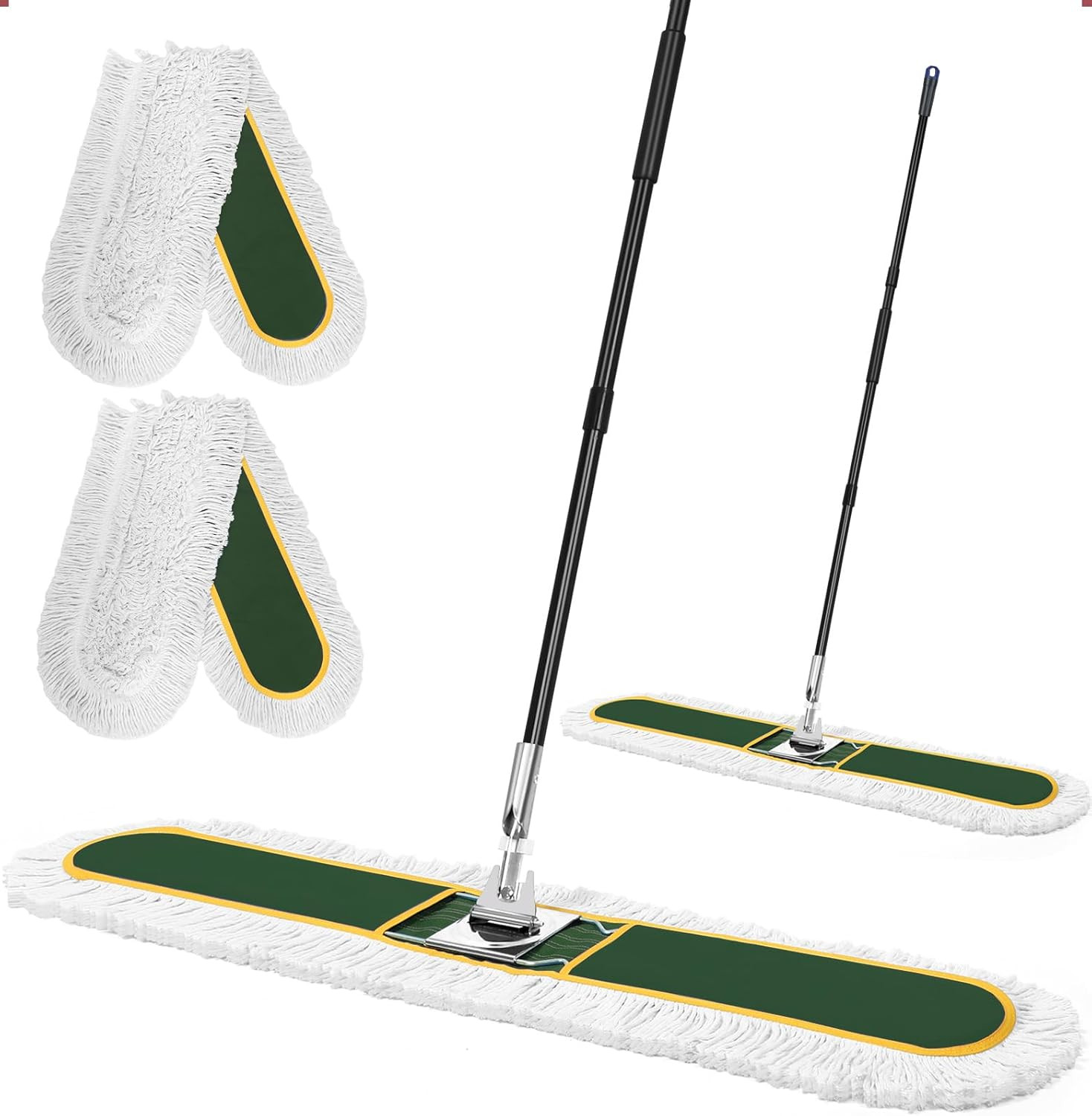 48″ Commercial Industrial Dust Mop, Heavy Duty Floor Sweeper for Floor Cleaning
