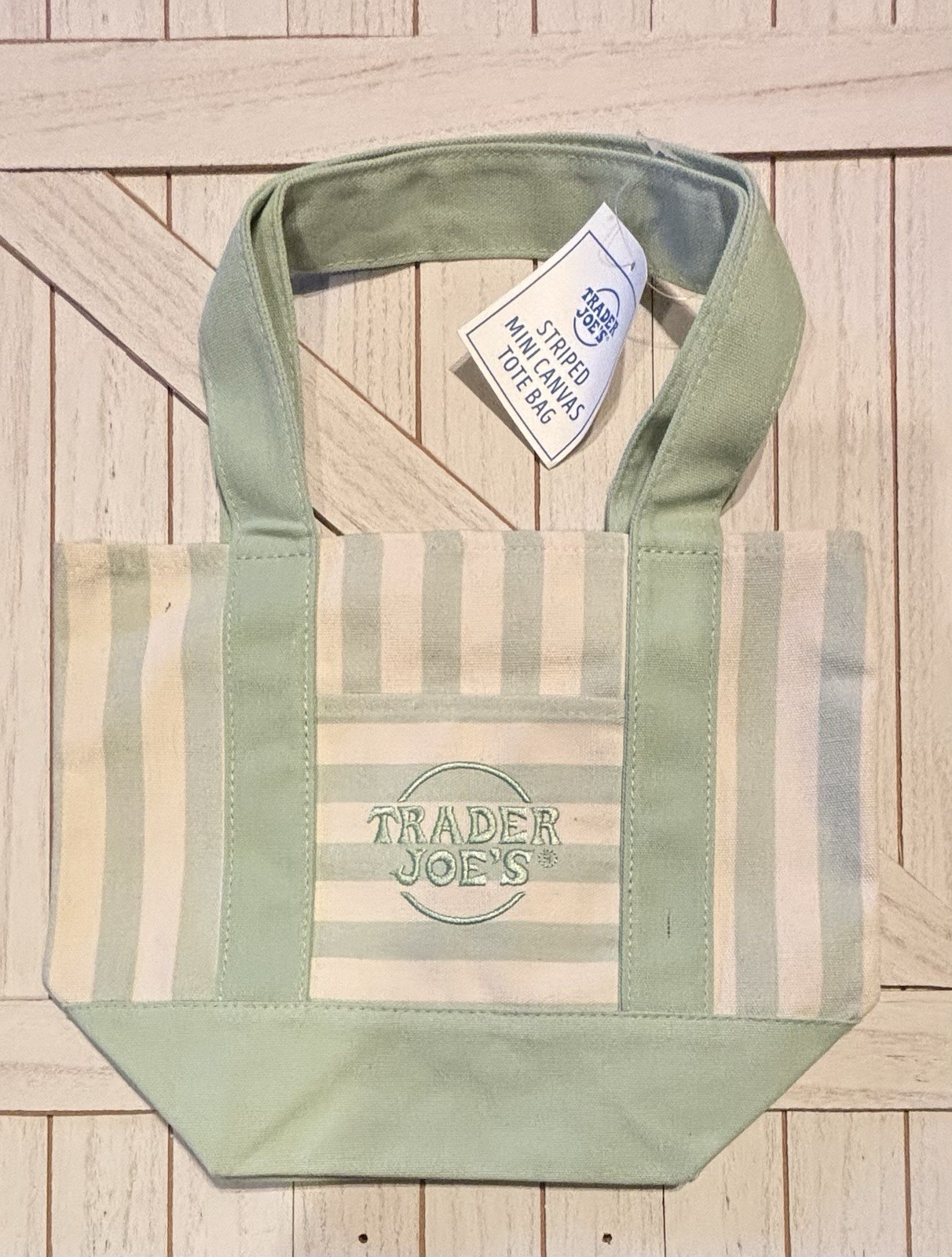 Trader Joe’s Striped Mini Canvas Tote Bag Cotton/Polyester 13x10x6 Multicolor