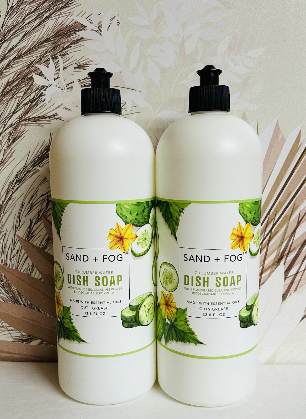 2-Pack Sand + Fog ~ Cucumber Water Dish Soap with Essential Oils 33.8 fl oz