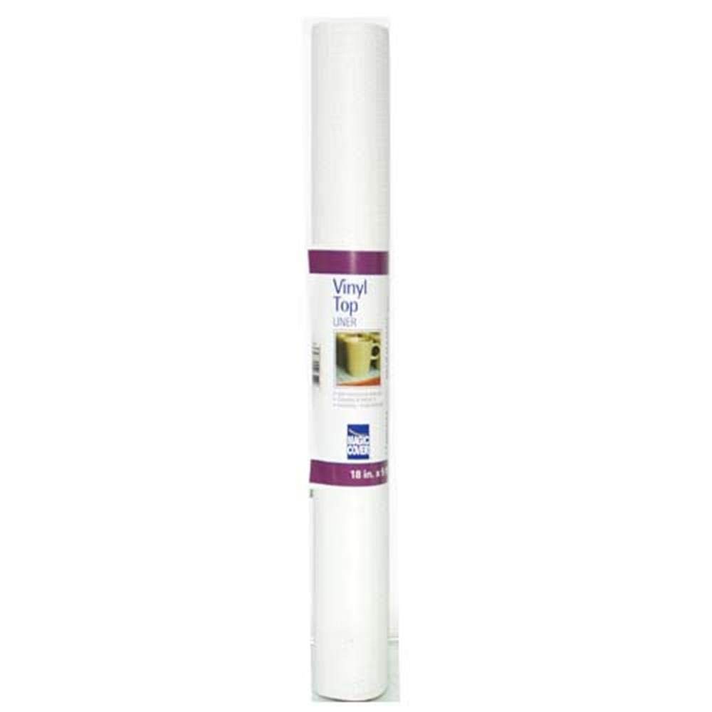 Magic Cover Vinyl Top Non-Adhesive Shelf Liner, 18-Inch by 18″W x 60″L, White