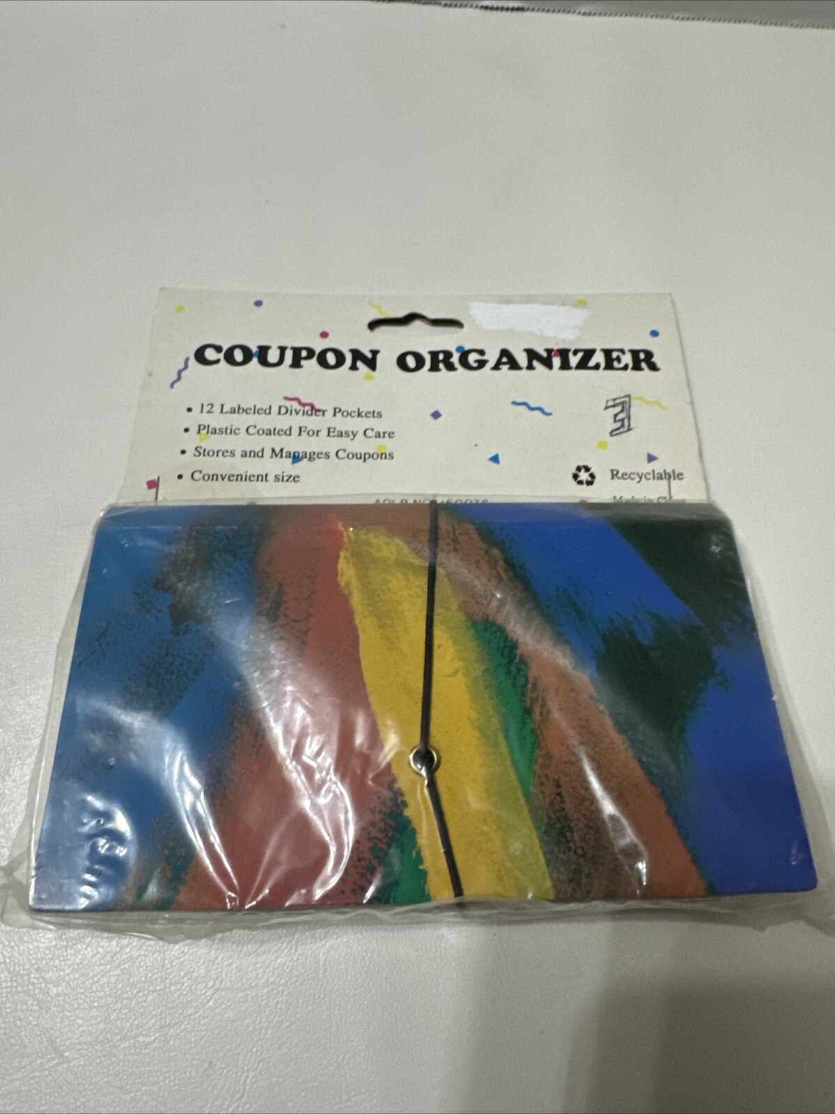 Vintage NOS Coupon Organizer 12 Labeled Divider Pockets 80’s Paint Multicolored