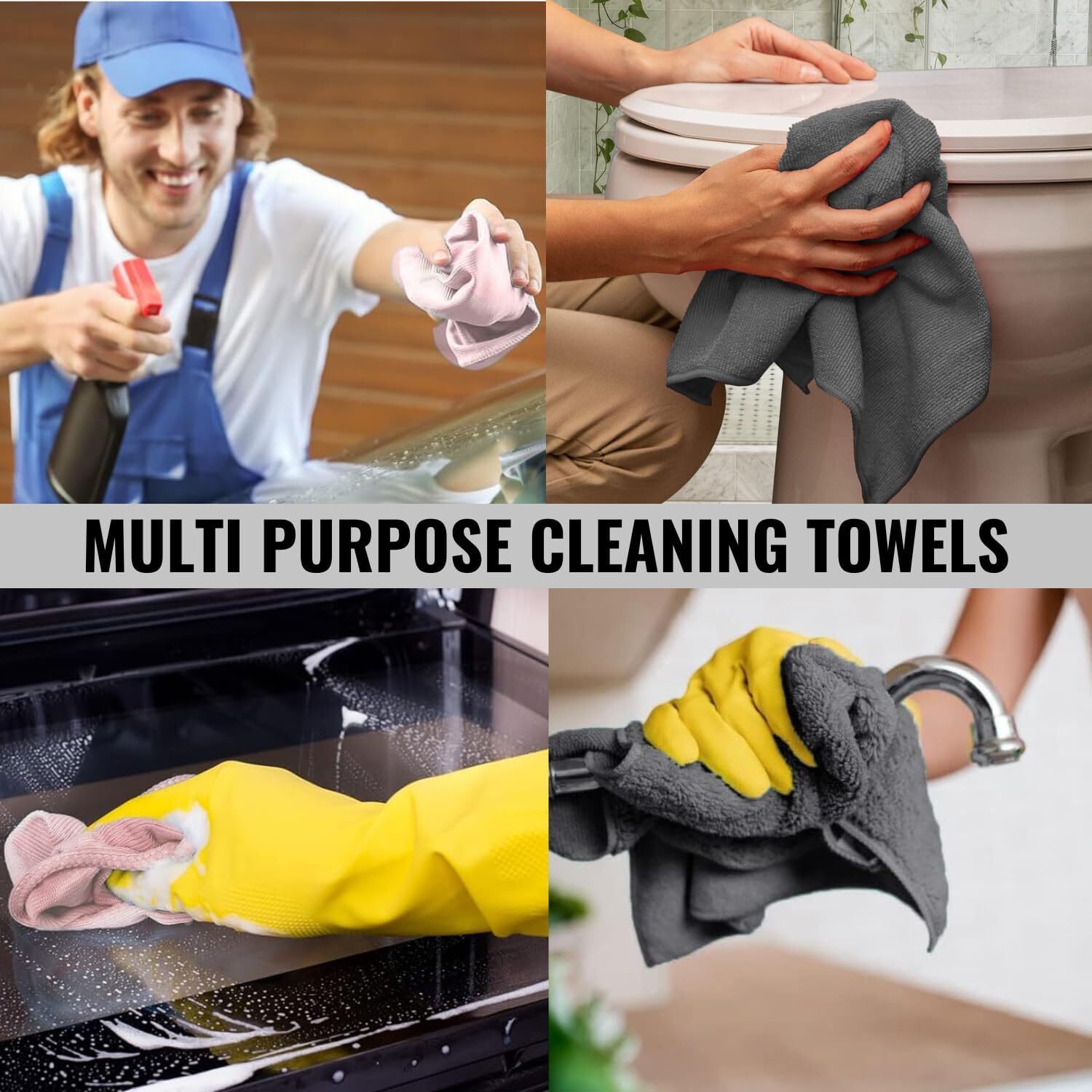 USTRADEENT Microfiber Cleaning Cloth Pack Of 10, 12×12 Inches All Purpose Clean