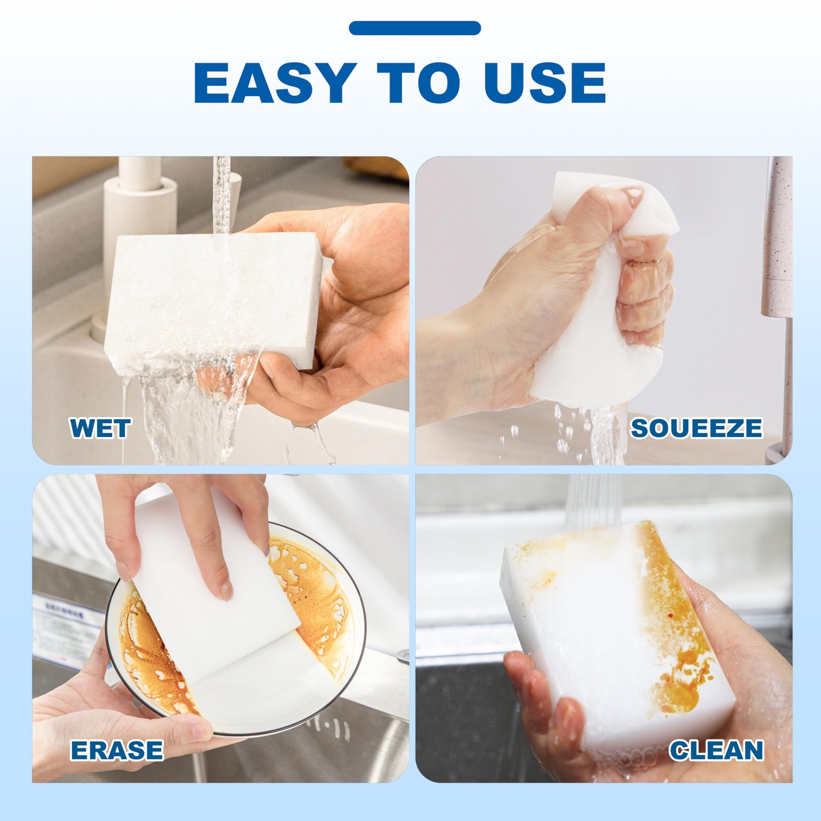 Extra-Thick Melamine Sponge Erasers, 3.94 x 2.76 x 1.18 in, 50 Count