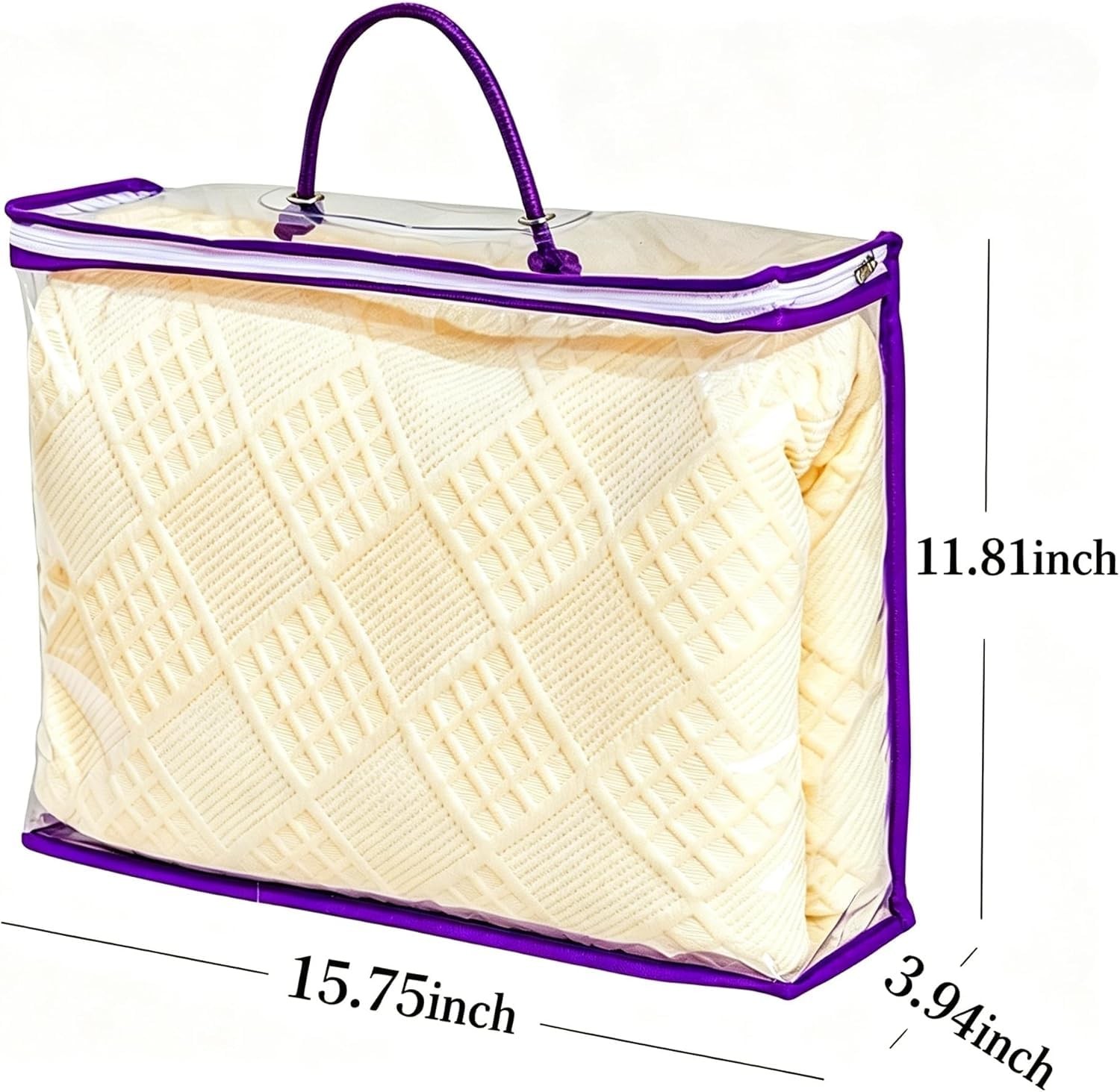 5 Pack Clear PVC Storage Bags with Reinforced Handles, Waterproof purple