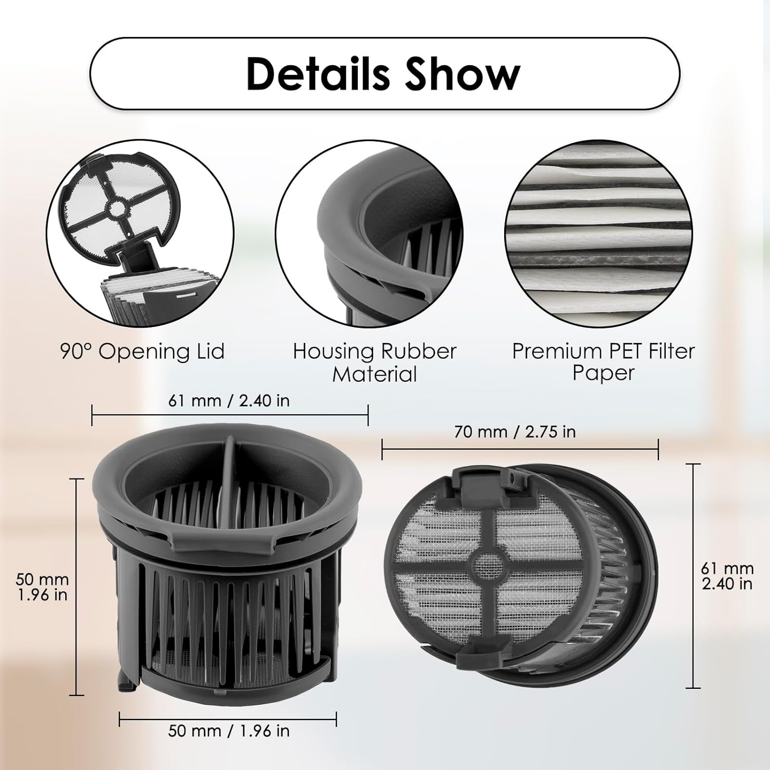 4 Pack H14 Pro Replacement Roller Brushes and Filters Compatible with Dreame