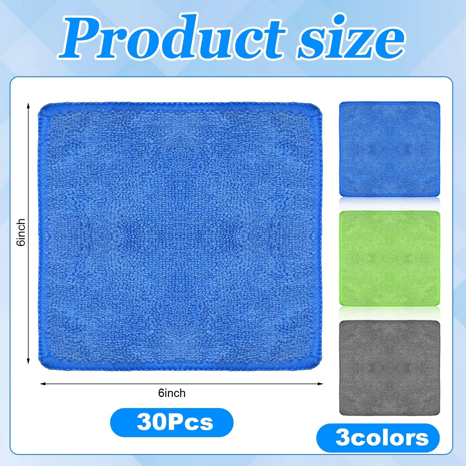 Tanlade Dry Erase Cloth 6×6 Inch Gray/Green/Blue 30 Pcs