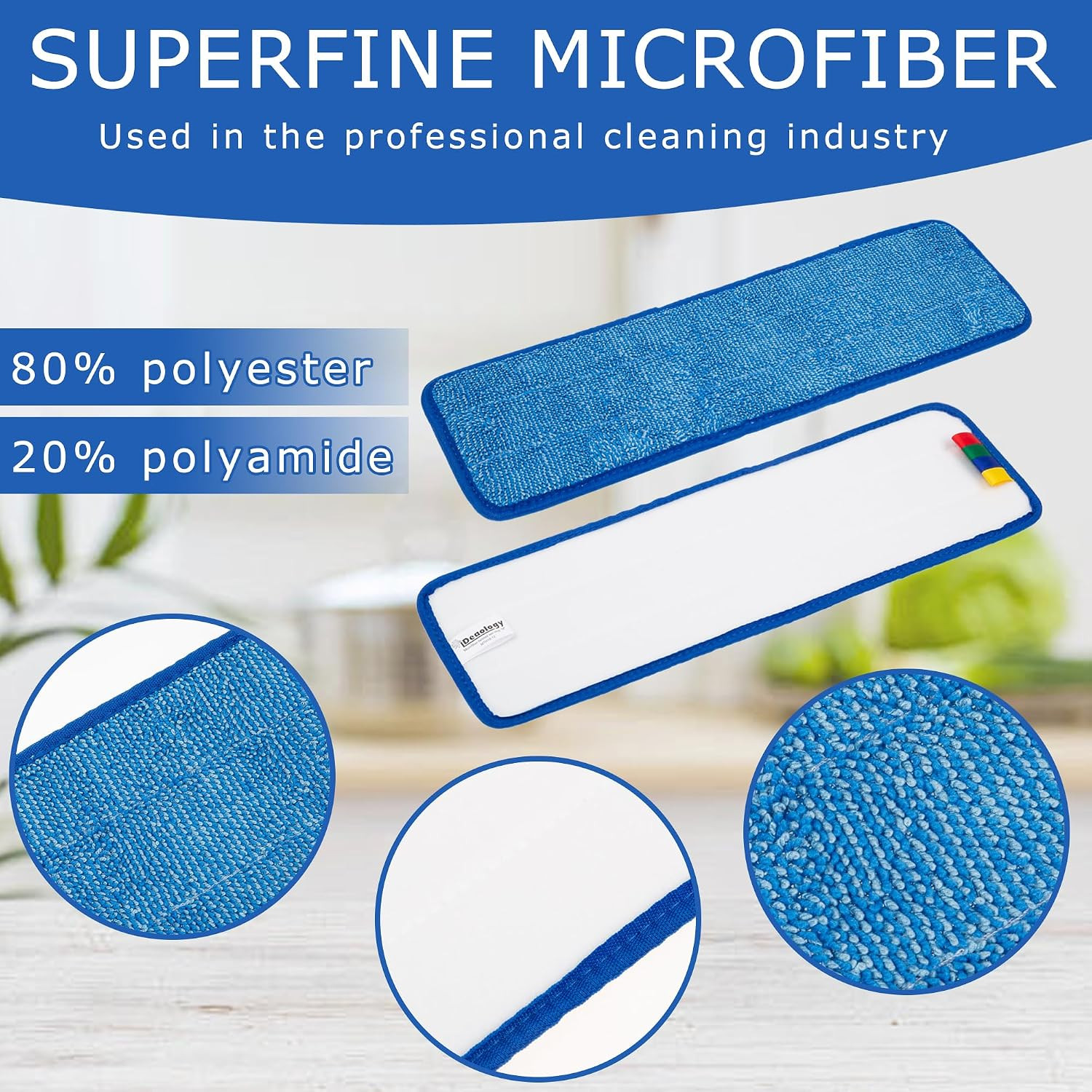 12 Pack Replacement Microfiber Pad – Thick – Universal Commercial 17-18 Inch Mop