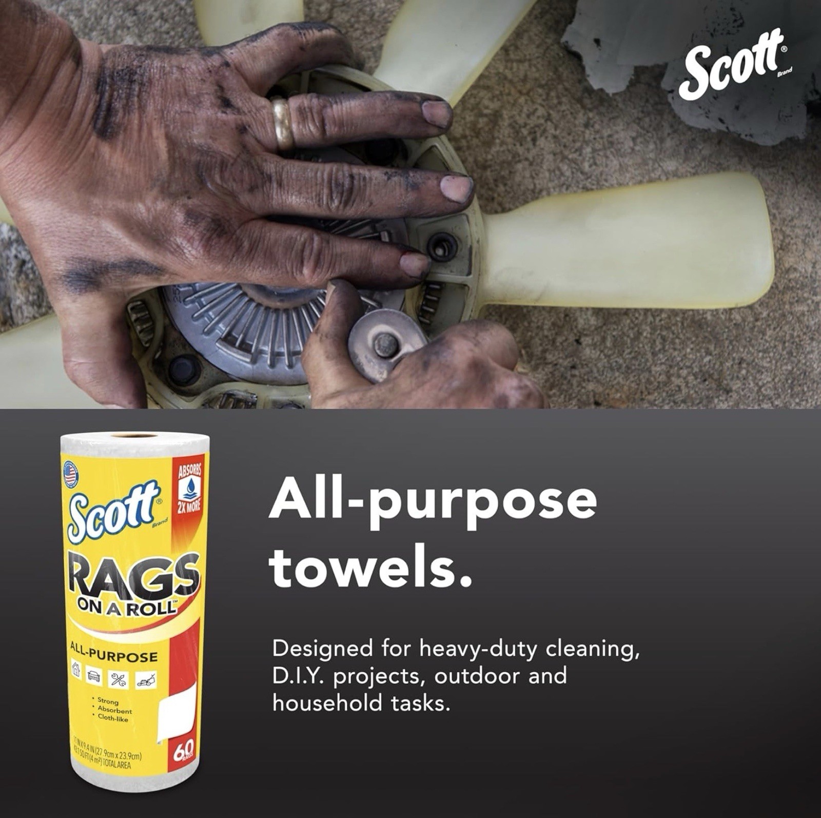Scott® Rags On A Roll™ All-Purpose Towels ~ 12 Rolls 720 Total Sheets ~ 11”x9.4”