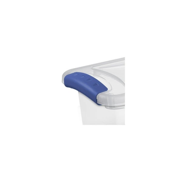 (3 pack) Sterilite 7 Quart Latch Box, Clear Plastic Storage Bin with Lid, Blue