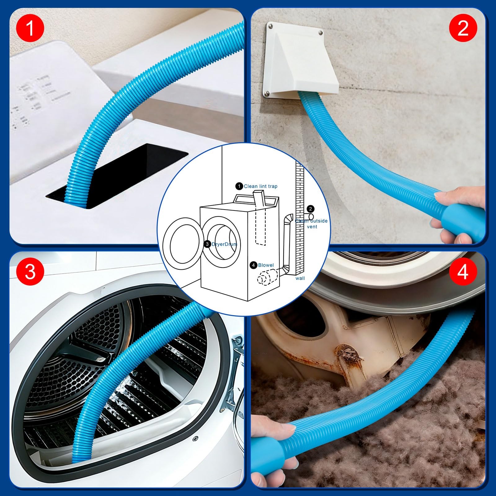 Dryer Vent Cleaner Kit Dryer Lint Vac Attachment with Dryer Vent Hose, Compat…