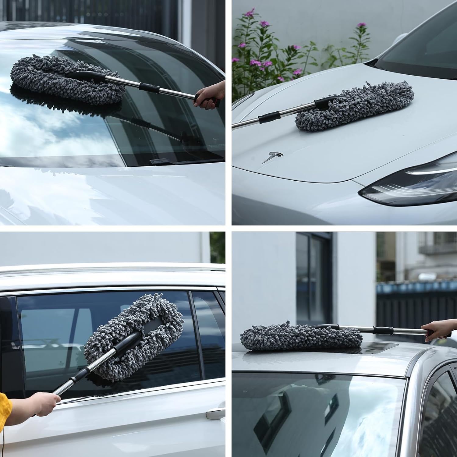 3 Pack Large Microfiber Car Duster Exterior Scratch Free with Extendable, Car