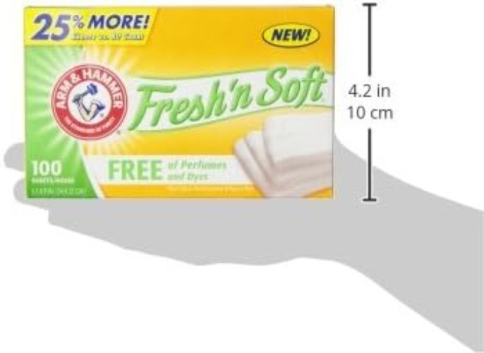 ARM & HAMMER Unscented Fabric Softener Sheets – 100 Dye-Free Sheets for Softness