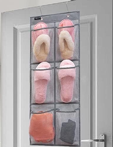 2 Pack Minimalist Black Over The Door Hanging Closet Shoe Holder Organizer Grey