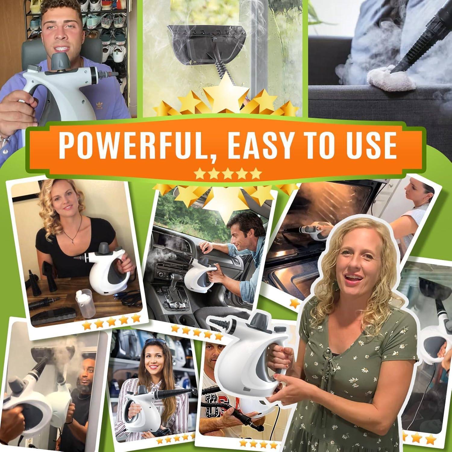 Pressurized Handheld Multi-Surface Natural Steam Cleaner with 12-pc Accessories