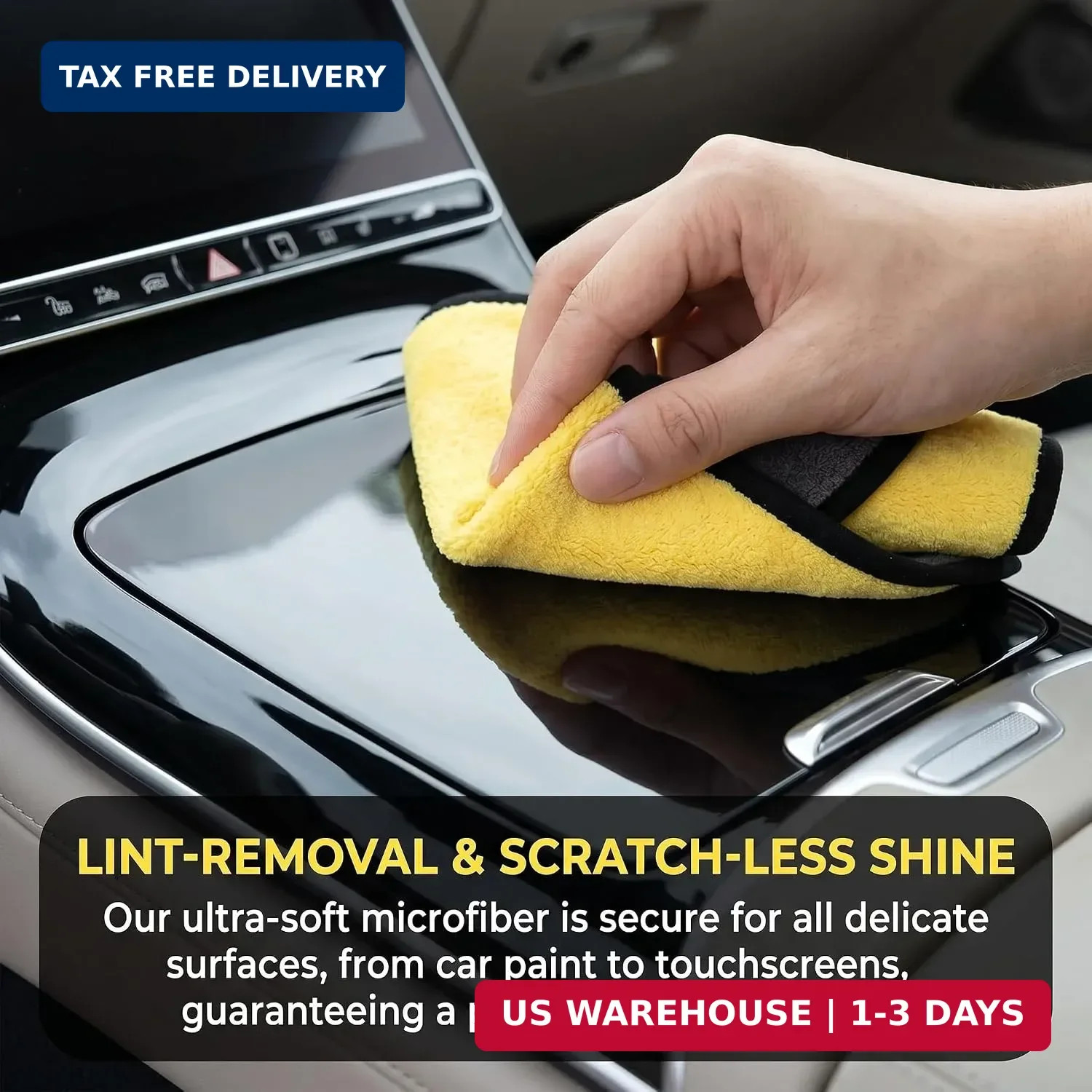 10 Pack Yellow Grey Microfiber Towels for Cars 12×16 Coral Velvet Drying Cloths
