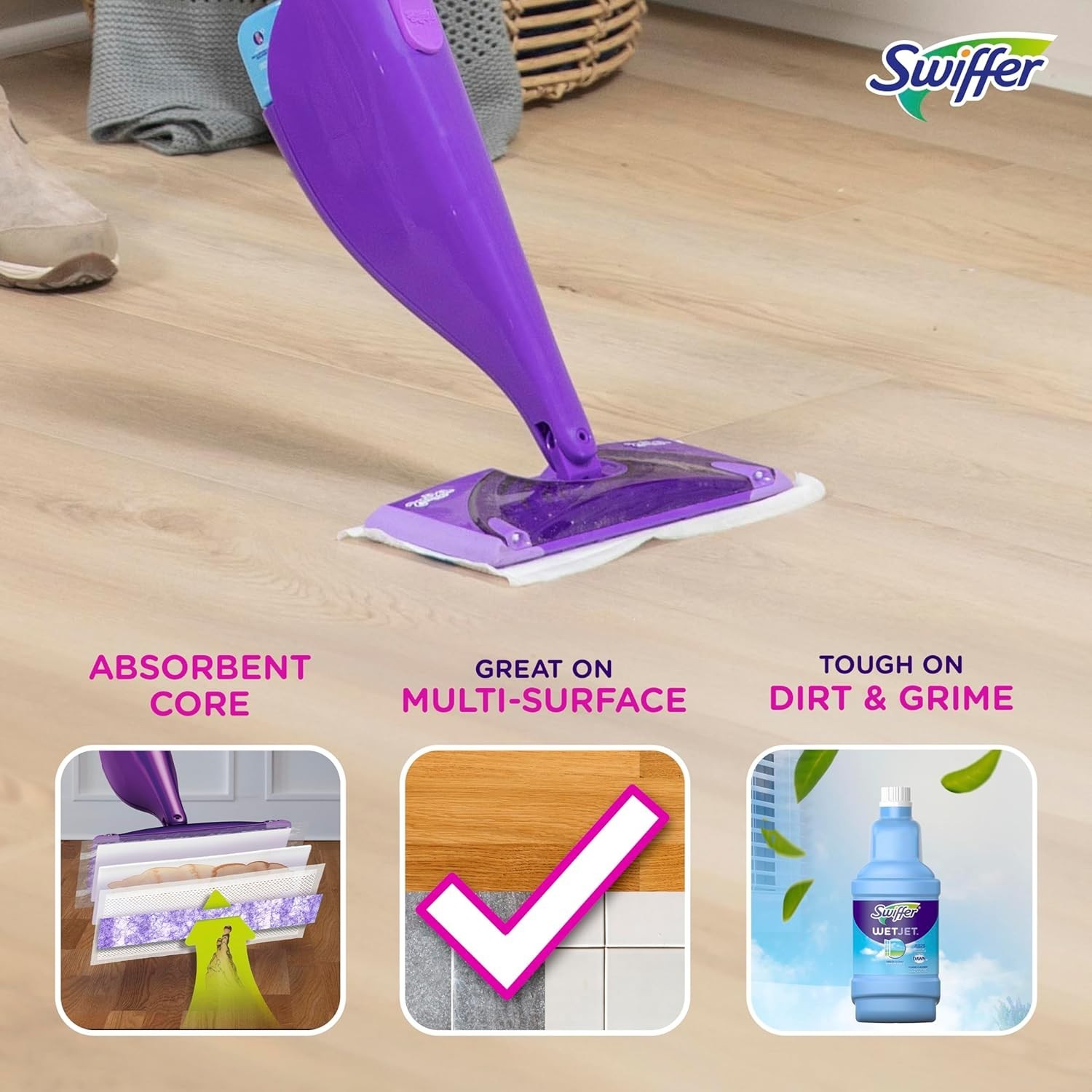 Swiffer WetJet Hardwood Floor Cleaner Refill Pads, 24 Count, Multi-Surface