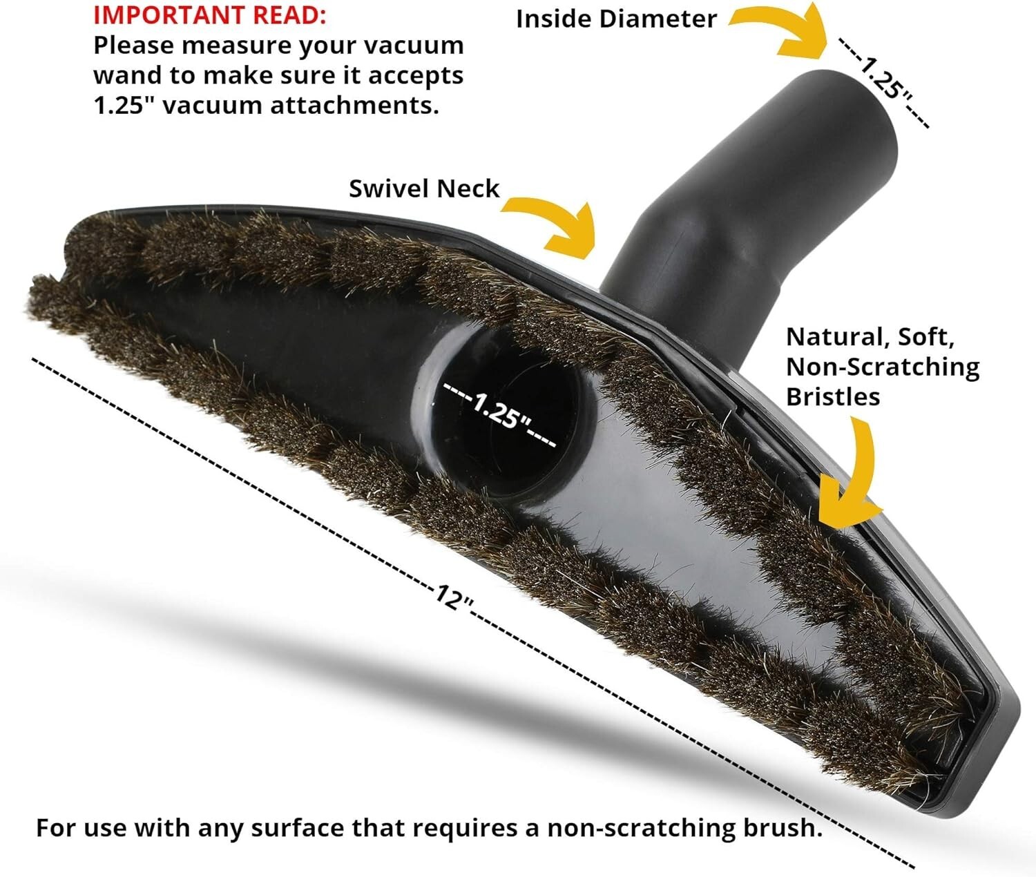Swivel 12″ Vacuum Attachment 360 Degree Wood Floor Brush Tool for Shark Vacuum