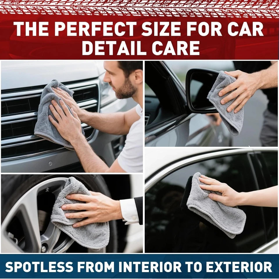 Microfiber Cleaning Cloths Bulk 15 Pack Gray Microfiber Towels for Cars Ultra
