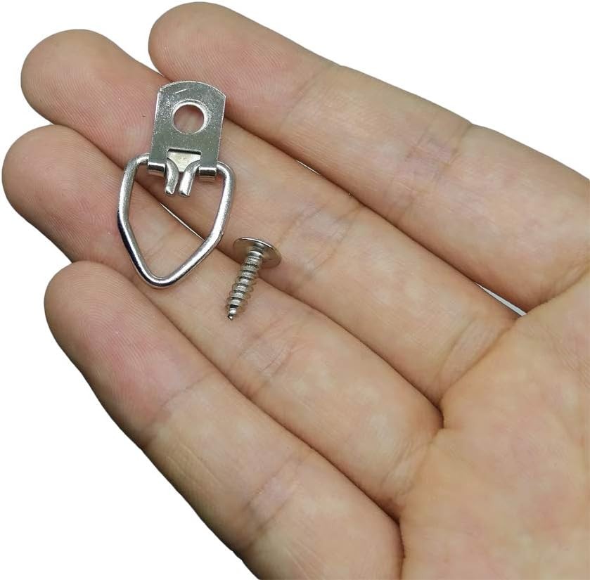 100pc D Ring Picture Hangers with Screws – Heavy Duty Hooks for Frames, Art