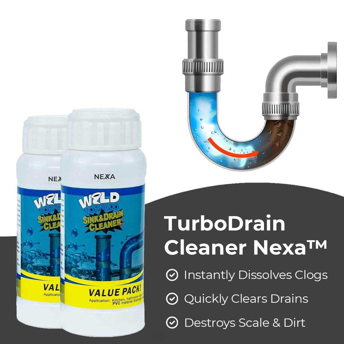 TurboClean Multi-Surface Powder Cleaner – Helps Reduce Buildup on Sinks, Drains