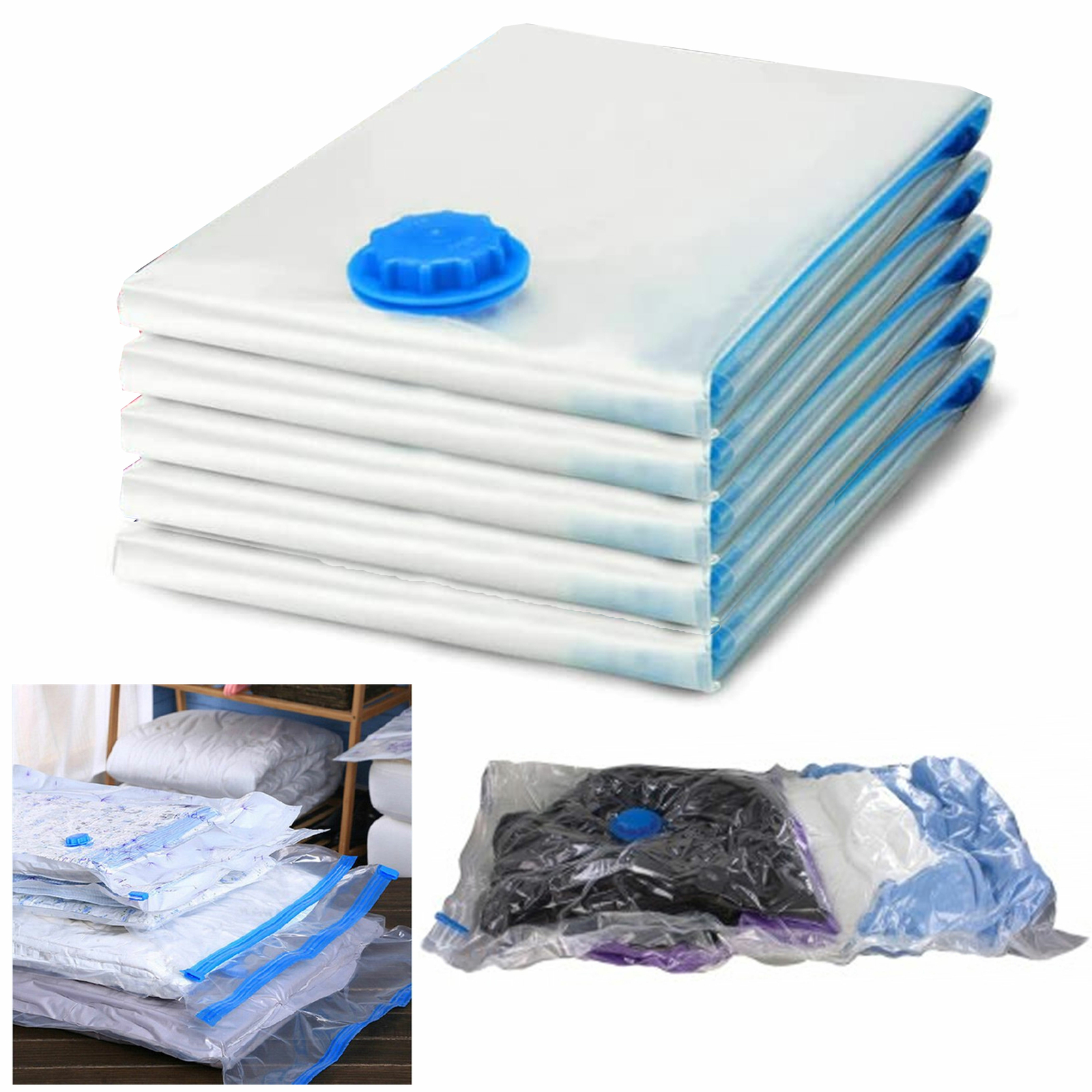5 Pc Large Storage Bags Space Saving Vacuum Clothes Bedding Organizer Seal 35″
