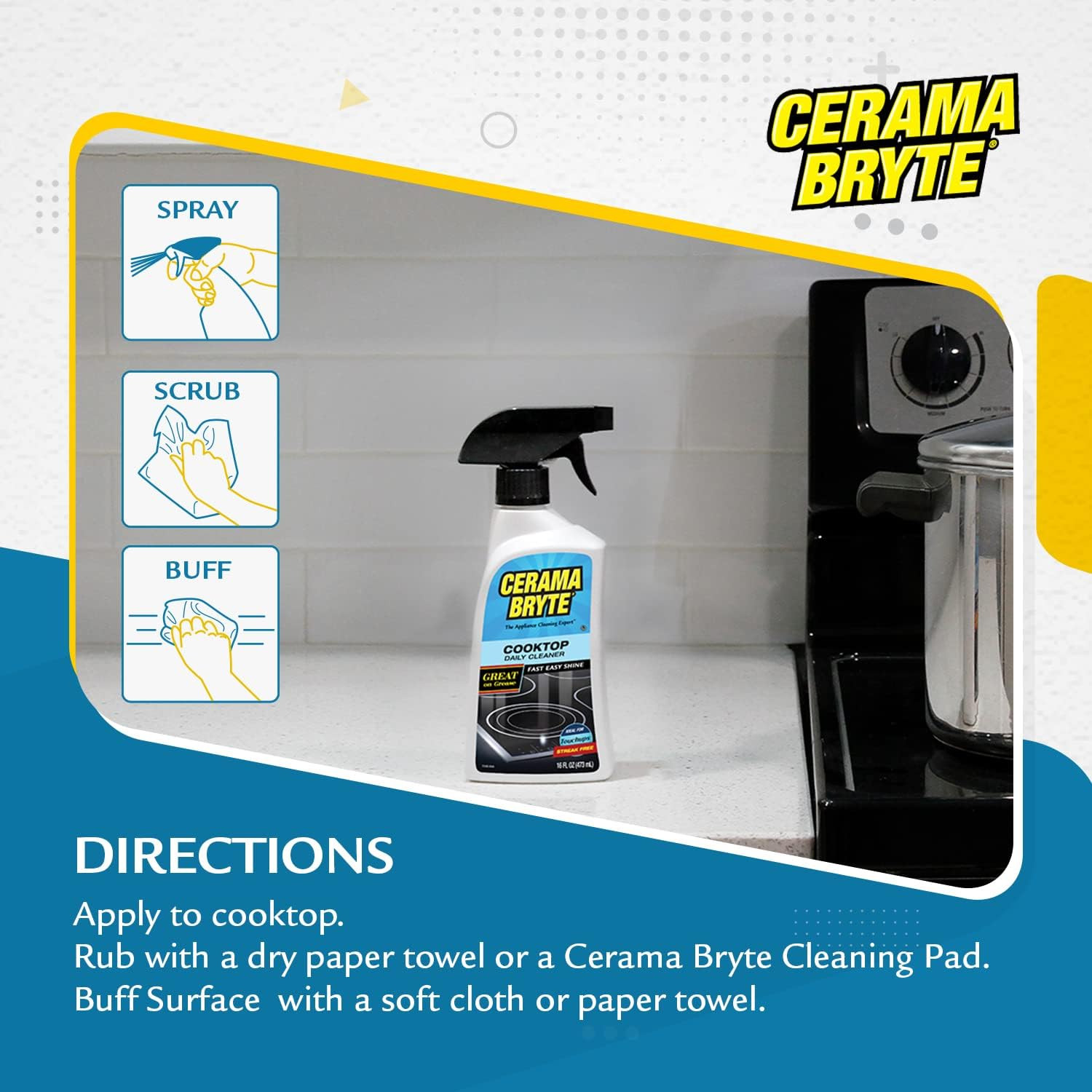 Daily Spray Cooktop and Stove Top Cleaner for Glass & Pads Combo Kit – Ceramic S