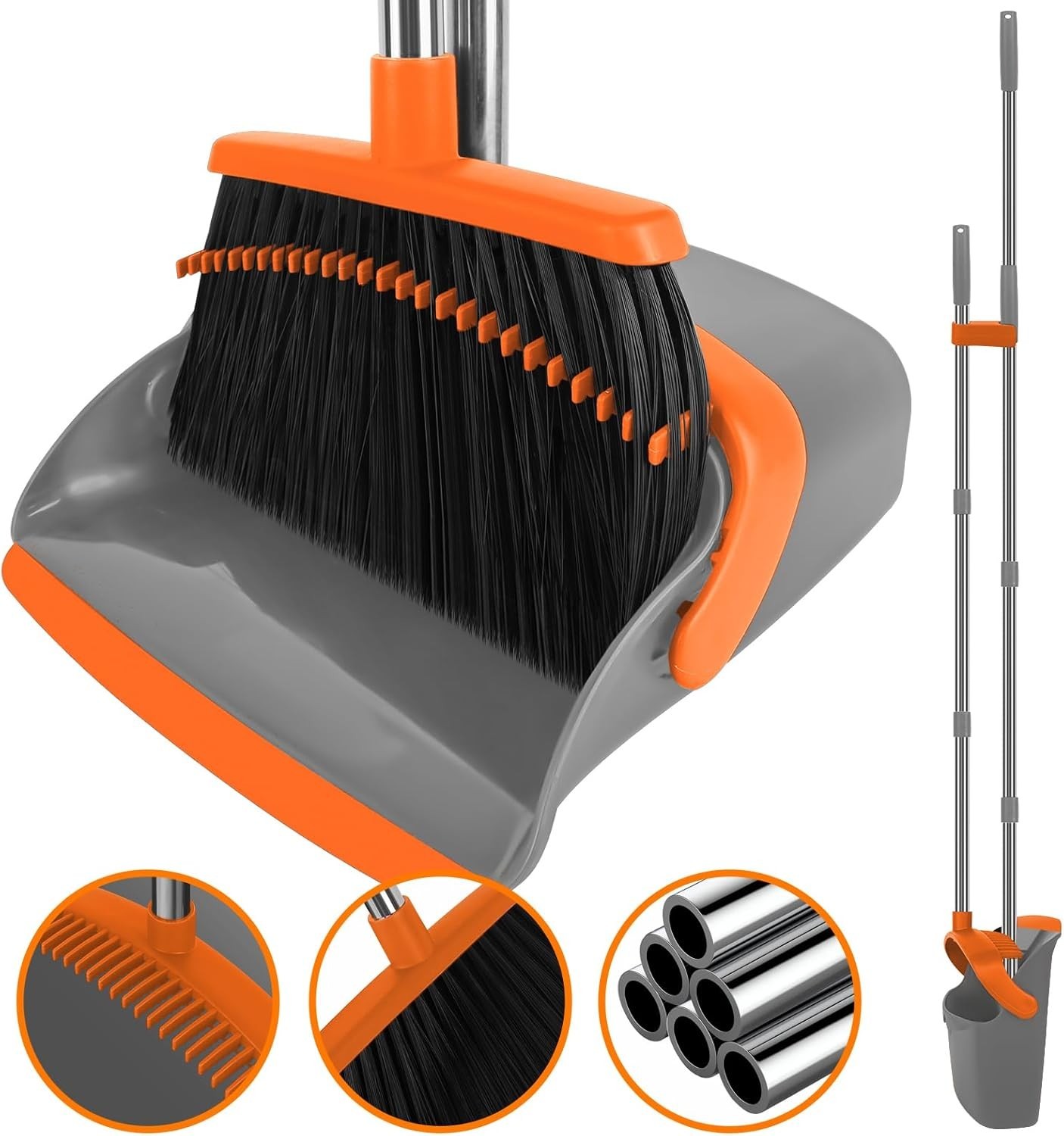 Heavy Duty Broom and Dustpan Set Long Handle Industrial Cleaning Combo