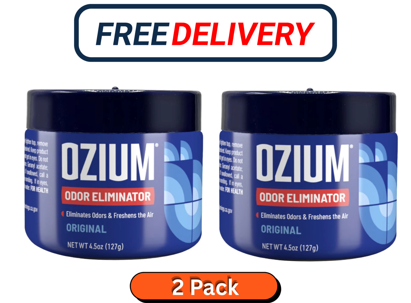 (2 Pack) OZIUM Odor Eliminator Gel Can Original Scent 4.5 oz Air Freshener