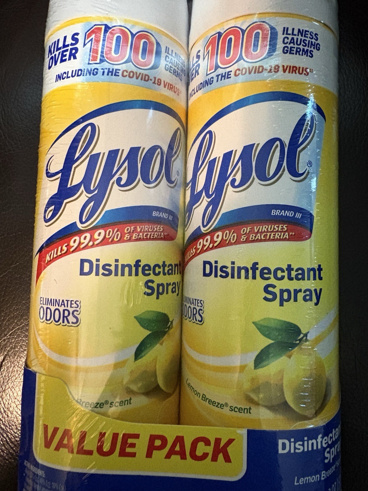 2 Pack Of Lysol Lemon Breeze Disinfectant Spray 19oz Each