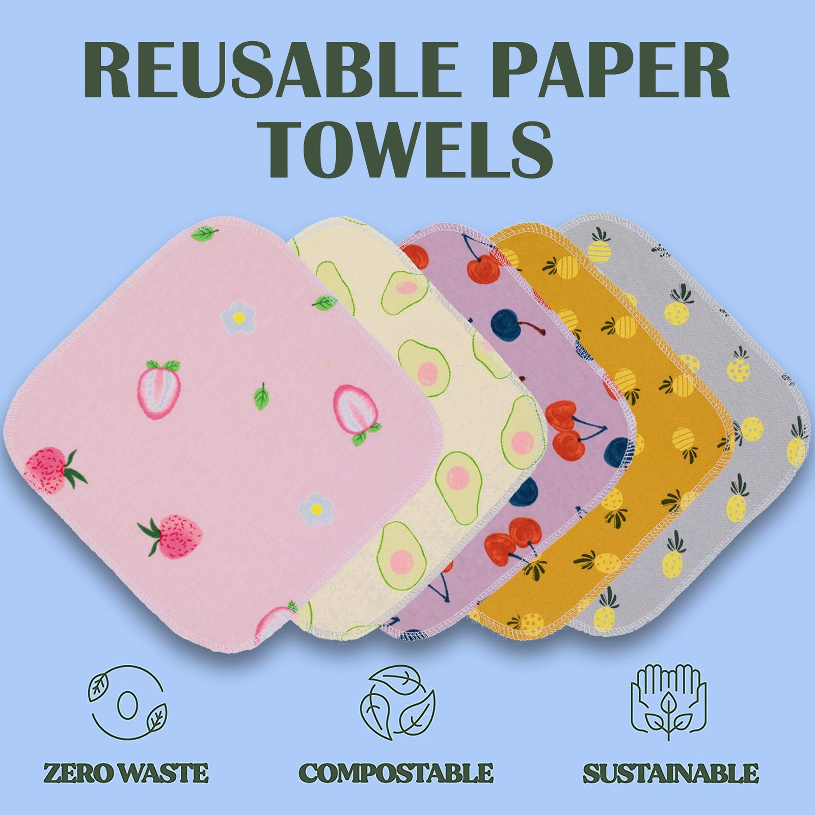 Reusable Paper Towels Washable Roll – Paperless Paper Towels with Cardboard R