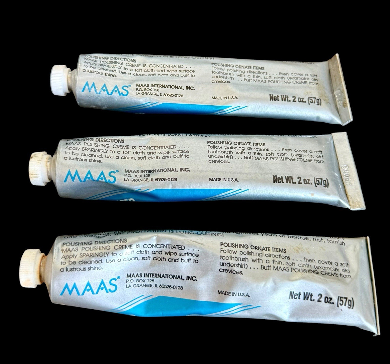 MAAS Concentrated A Fine Polishing Creme All Metals 4 oz Tube Mostly Full x 3