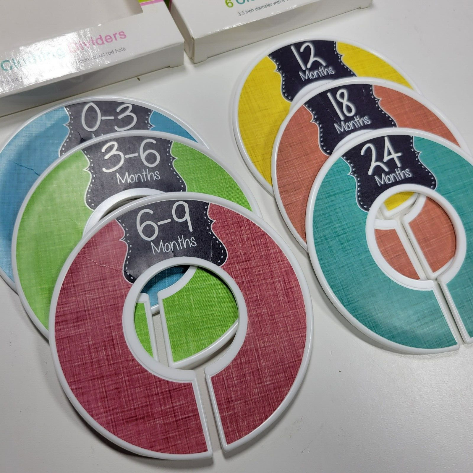 Set of 6 Baby Closet Size Dividers (0-24 Months) Fits 1 3/8 Inch Rod