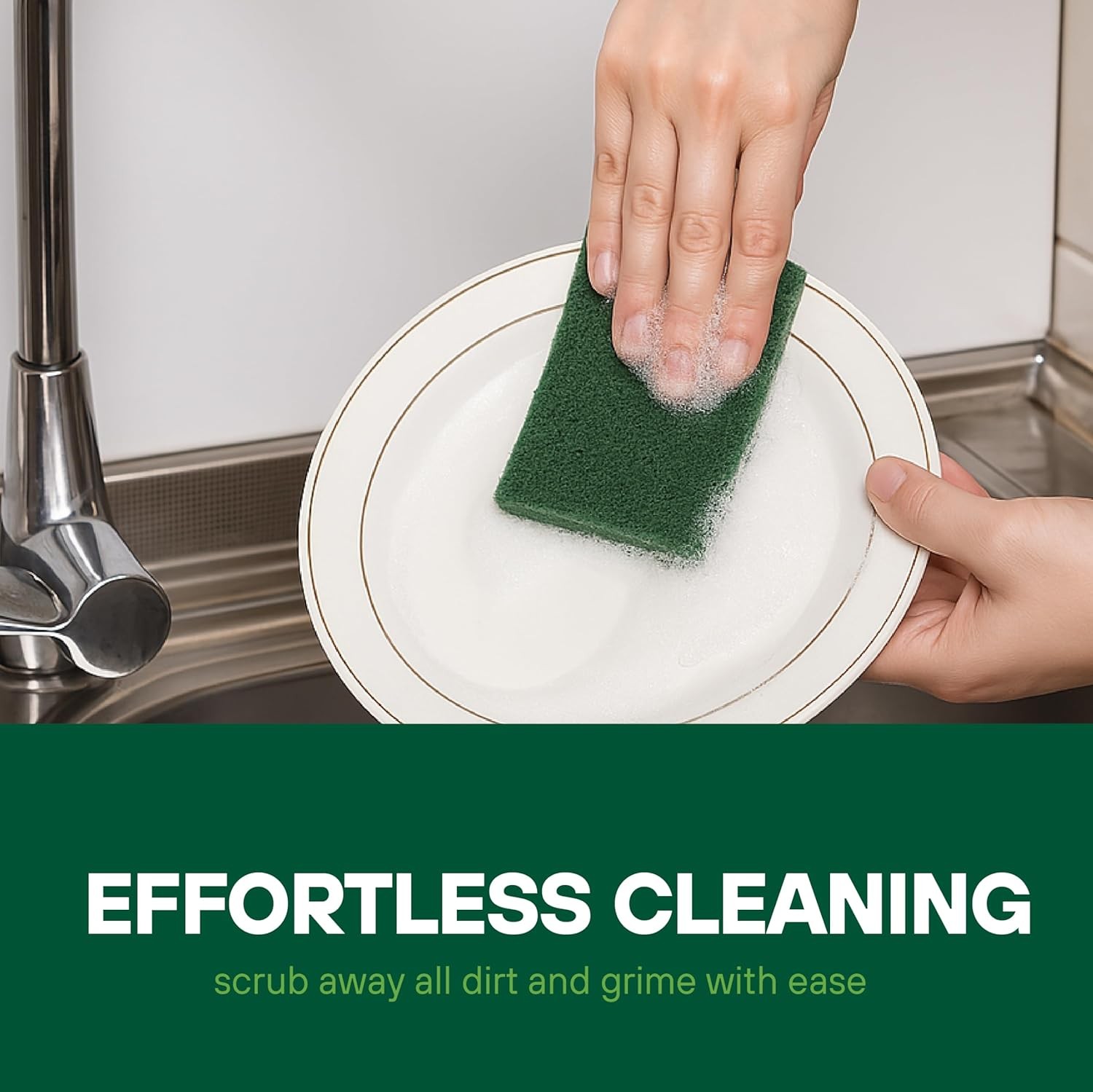 Scouring Pad Roll – 19 FT Green scrubbing Pads Roll – Non Scratch Dish Washing