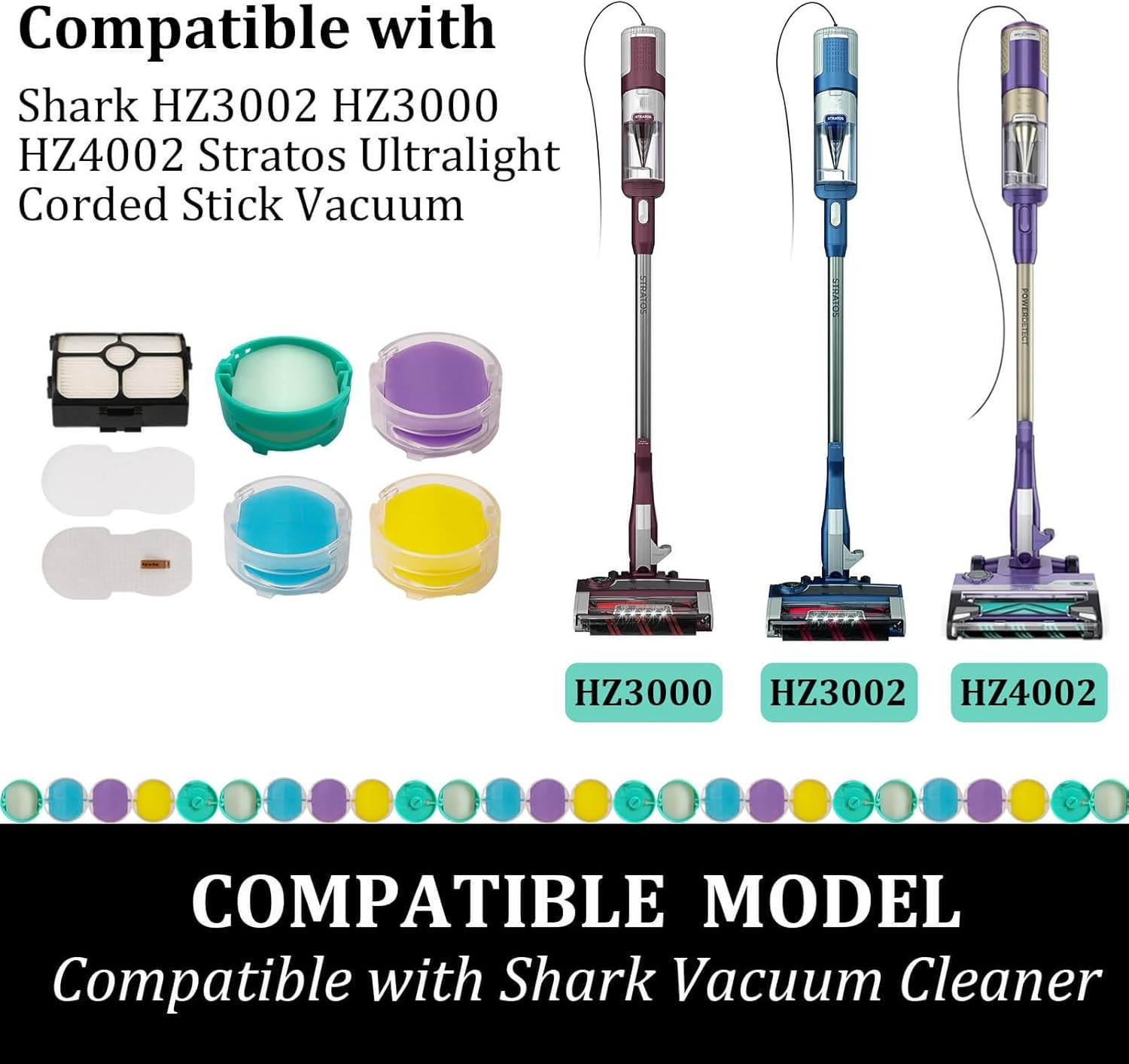 Replacement Filters for Shark HZ3002 HZ3000 Stratos Ultralight Corded Vacuums