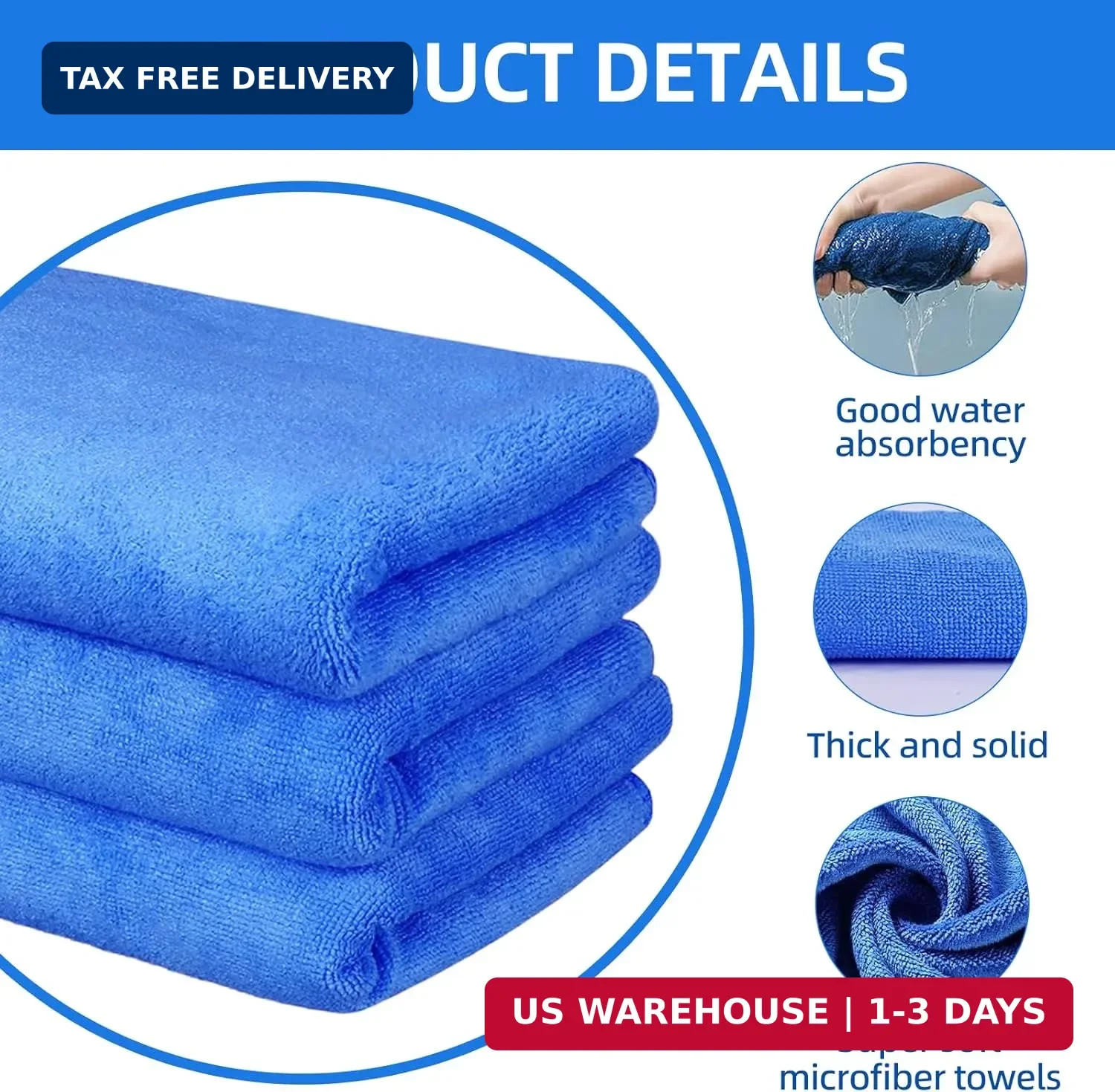 6 Pack Microfiber Cleaning Cloths Extra Large 30″ x 20″,XL Rags Washable Reusabl