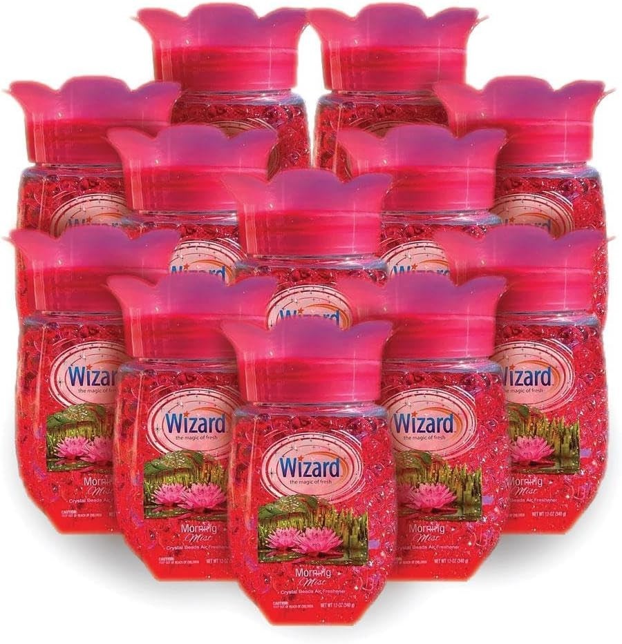 12 WIZARD Odor Eliminator Gel Beads 12oz – Air Freshener for Bathroom & Car