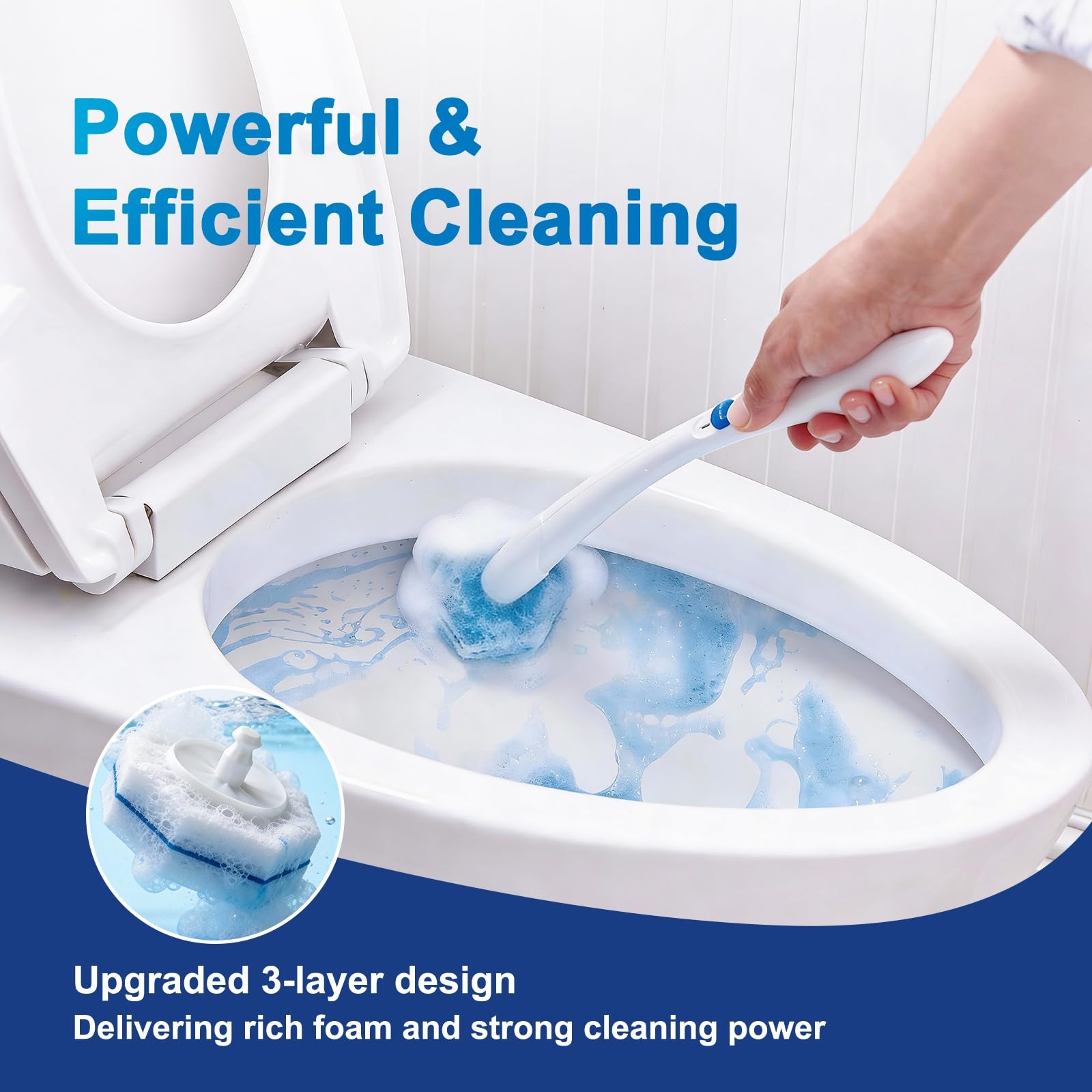 60pcs Toilet Cleaner Refill Pads for Clorox Wand, Upgrade 3-Layer Toilet Scru…