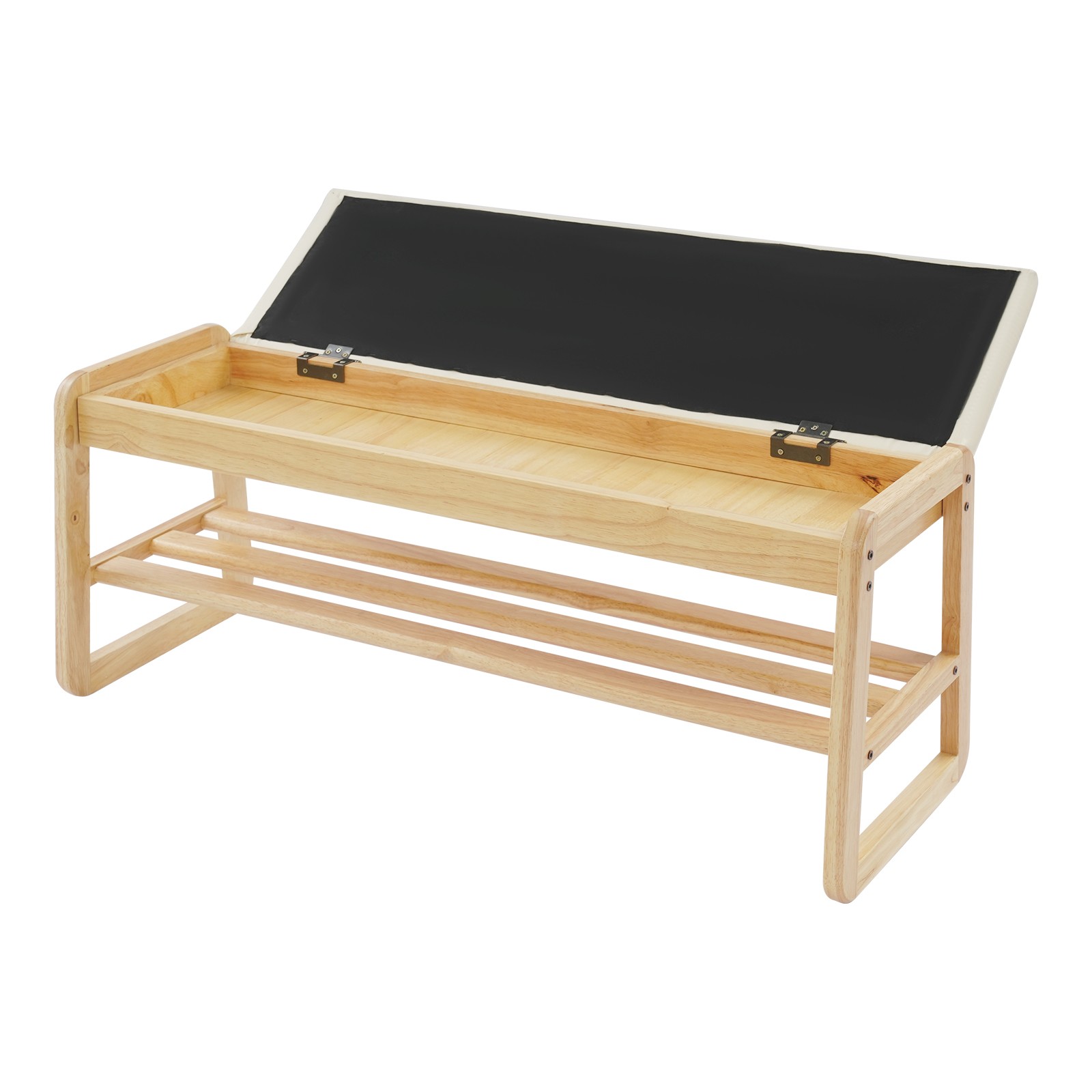 2 Tiers Shoe Rack Bench Entryway Storage Stool w/ Cushion Boots Organizing Chair