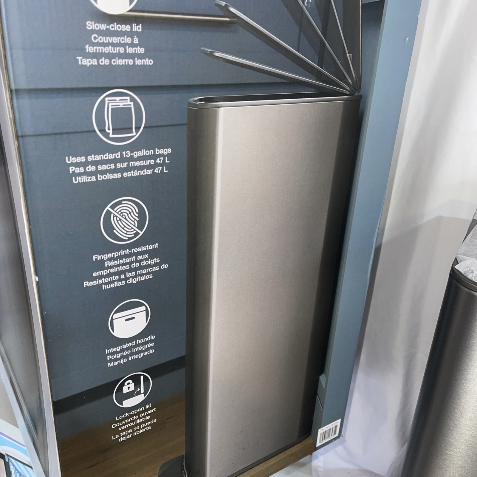 Kohler 47L Step Trash Can Ss Silver In Box
